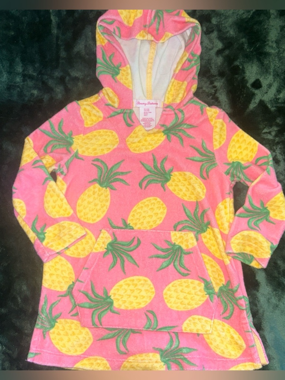 Tommy Bahama Toddler Girls  Pink Pineapple Swim Cover Hoodie Robe Sz 24 Months